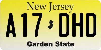 NJ license plate A17DHD