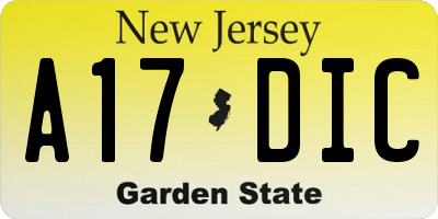 NJ license plate A17DIC