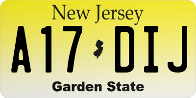 NJ license plate A17DIJ