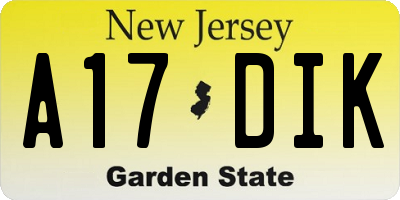 NJ license plate A17DIK