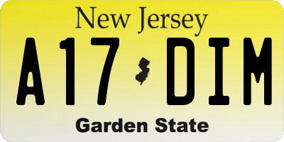NJ license plate A17DIM