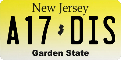 NJ license plate A17DIS