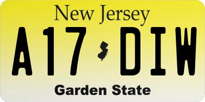 NJ license plate A17DIW