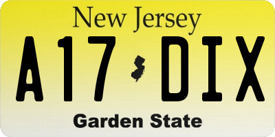 NJ license plate A17DIX