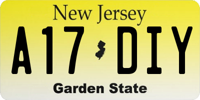 NJ license plate A17DIY