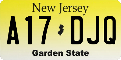 NJ license plate A17DJQ