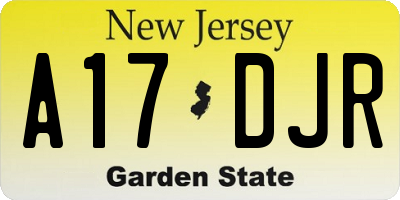 NJ license plate A17DJR
