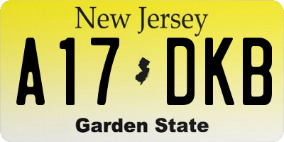 NJ license plate A17DKB