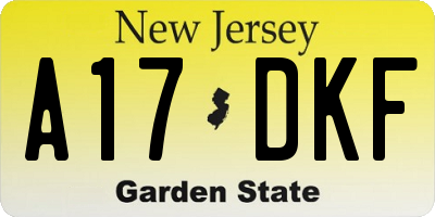 NJ license plate A17DKF