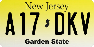 NJ license plate A17DKV
