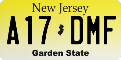 NJ license plate A17DMF
