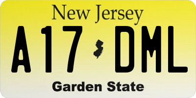 NJ license plate A17DML