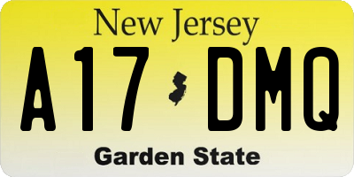 NJ license plate A17DMQ