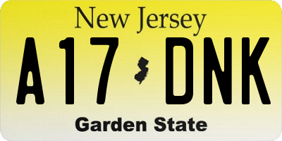 NJ license plate A17DNK