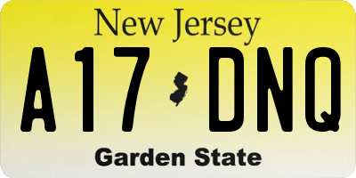 NJ license plate A17DNQ