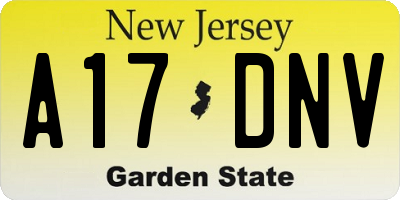 NJ license plate A17DNV