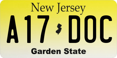 NJ license plate A17DOC