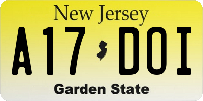 NJ license plate A17DOI