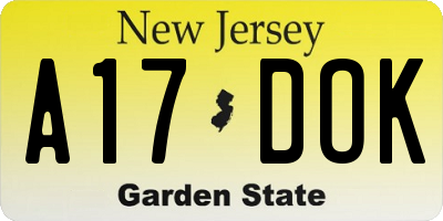 NJ license plate A17DOK