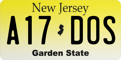 NJ license plate A17DOS