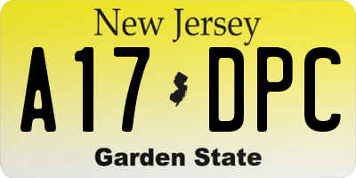 NJ license plate A17DPC