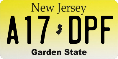 NJ license plate A17DPF