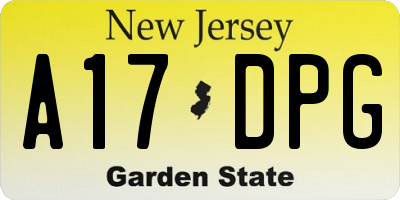 NJ license plate A17DPG