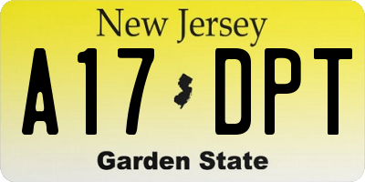 NJ license plate A17DPT