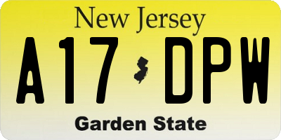 NJ license plate A17DPW