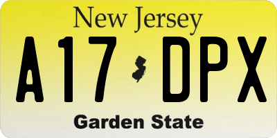NJ license plate A17DPX
