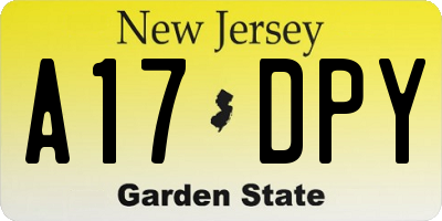 NJ license plate A17DPY
