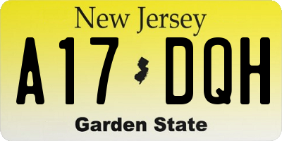 NJ license plate A17DQH
