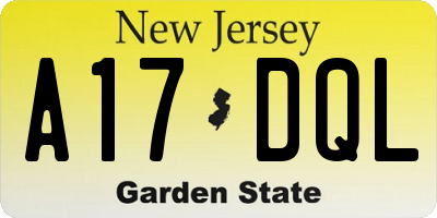 NJ license plate A17DQL