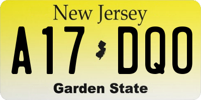 NJ license plate A17DQO