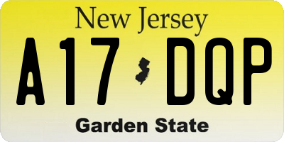 NJ license plate A17DQP