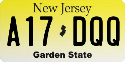 NJ license plate A17DQQ