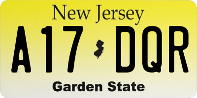 NJ license plate A17DQR