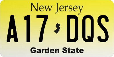 NJ license plate A17DQS