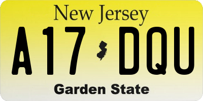 NJ license plate A17DQU