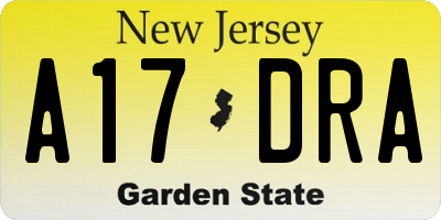 NJ license plate A17DRA