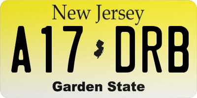 NJ license plate A17DRB