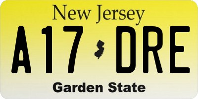 NJ license plate A17DRE