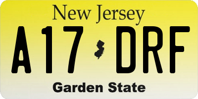 NJ license plate A17DRF