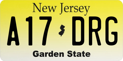 NJ license plate A17DRG