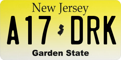 NJ license plate A17DRK