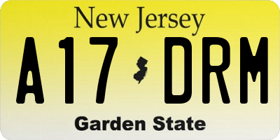 NJ license plate A17DRM