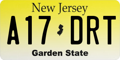 NJ license plate A17DRT