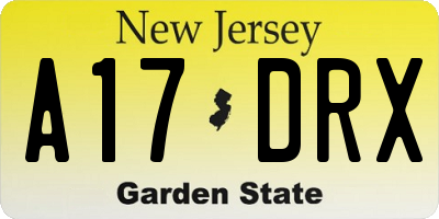 NJ license plate A17DRX