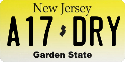 NJ license plate A17DRY