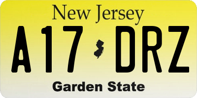NJ license plate A17DRZ
